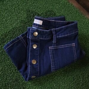 Altar'd State Denim Mini Skirt A-Line‎ Button Front Dark Wash Size S
